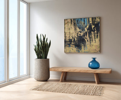 Abstract Blue Beige Canvas Art