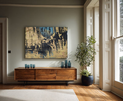 Abstract Blue Beige Canvas Art