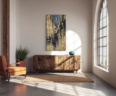 Abstract Blue Beige Canvas Art