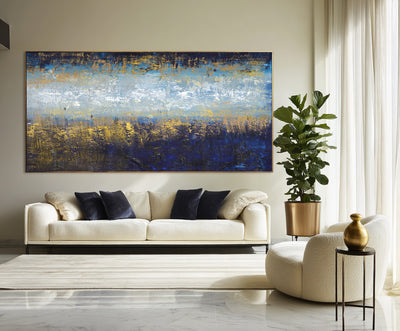 Abstract Blue Gold Canvas Art