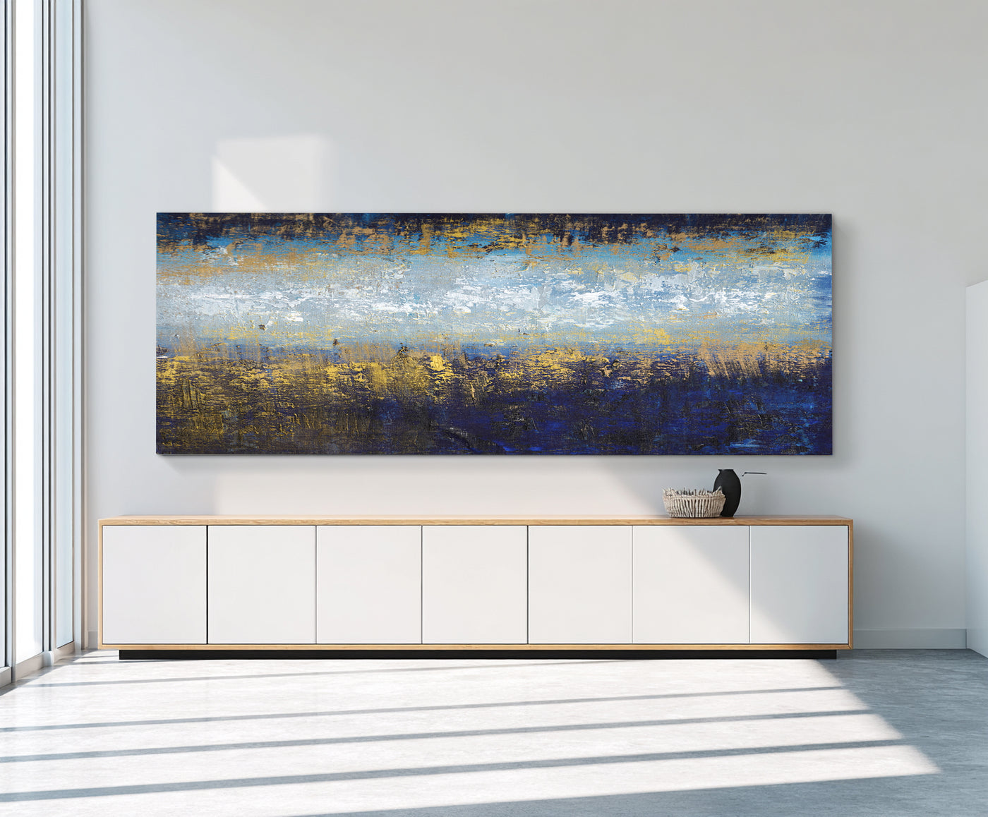 Abstract Blue Gold Canvas Art