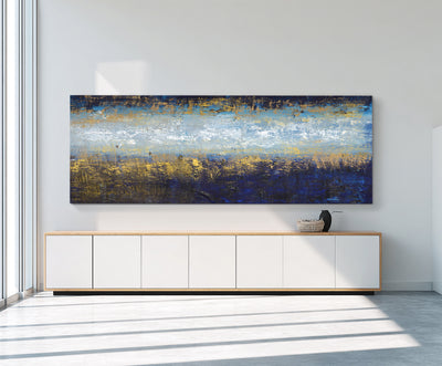 Abstract Blue Gold Canvas Art