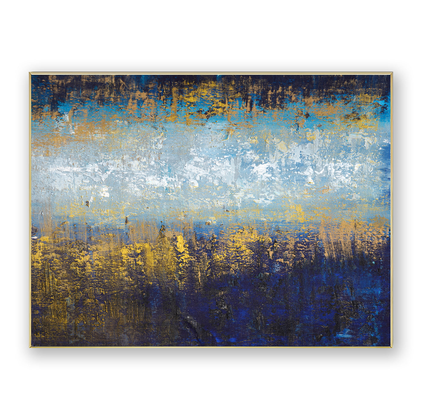 Abstract Blue Gold Canvas Art