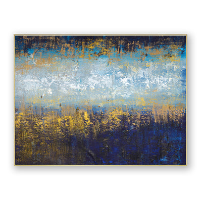 Abstract Blue Gold Canvas Art