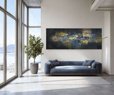 Abstract Blue Gold Canvas Art