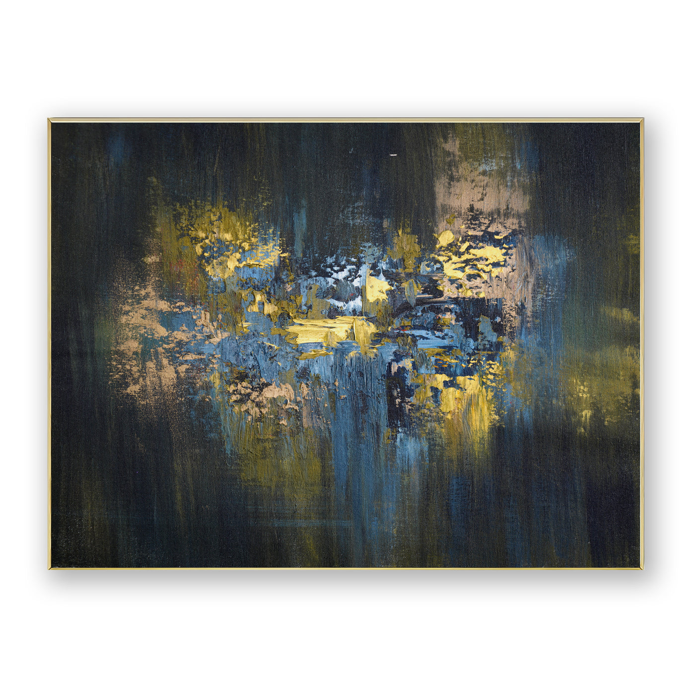 Abstract Blue Gold Canvas Art
