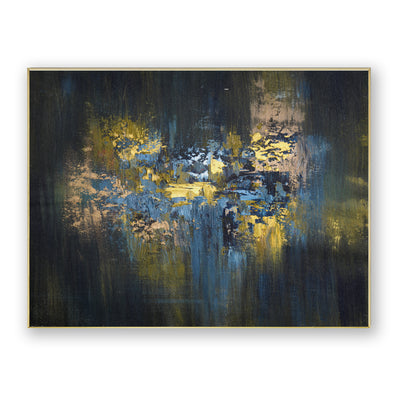 Abstract Blue Gold Canvas Art