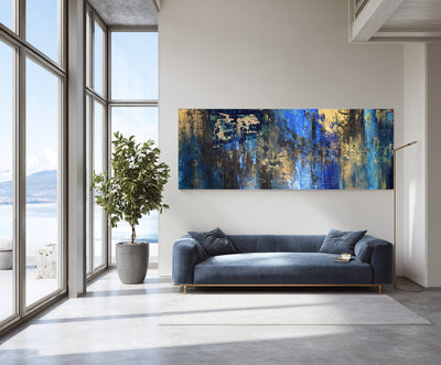 Abstract Blue Gold Canvas Art