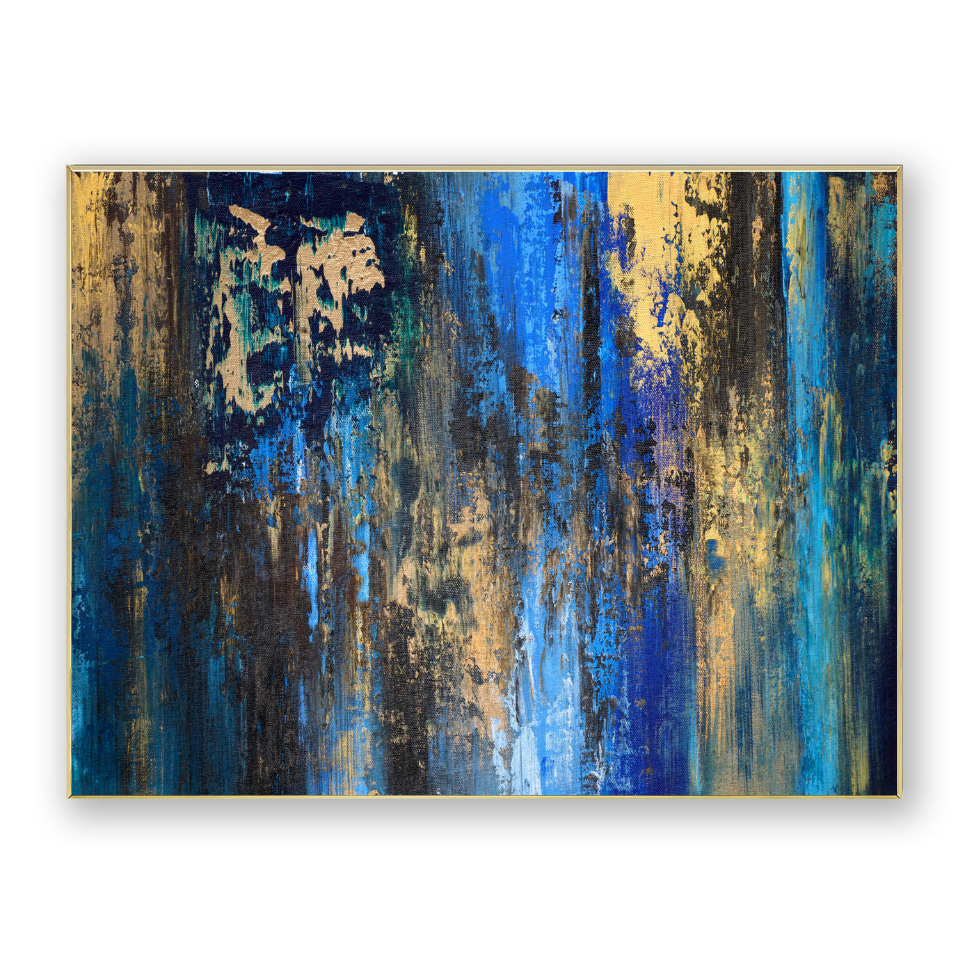 Abstract Blue Gold Canvas Art