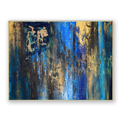 Abstract Blue Gold Canvas Art