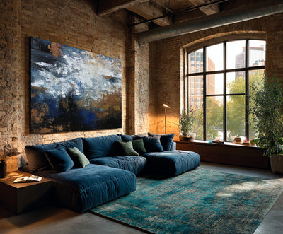 Abstract Blue Brown Canvas Art