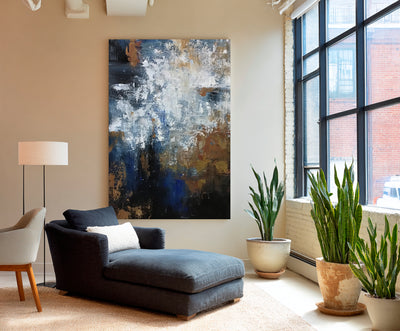 Abstract Blue Brown Canvas Art