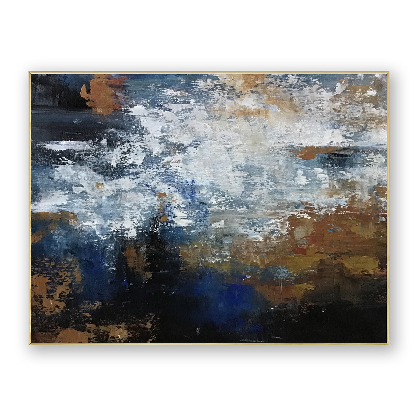 Abstract Blue Brown Canvas Art