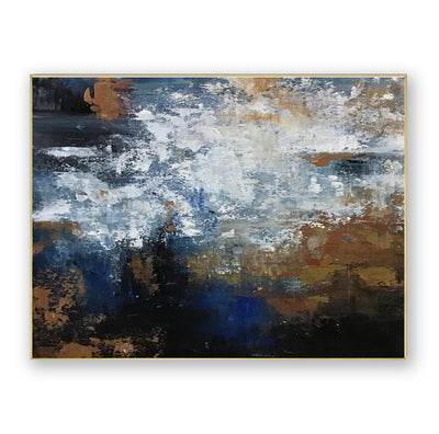 Abstract Blue Brown Canvas Art