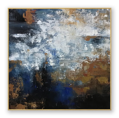 Abstract Blue Brown Canvas Art