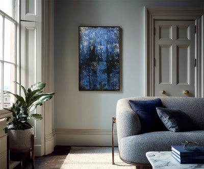 Abstract Blue Black Canvas Art