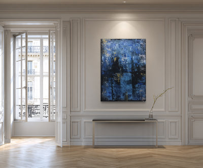 Abstract Blue Black Canvas Art