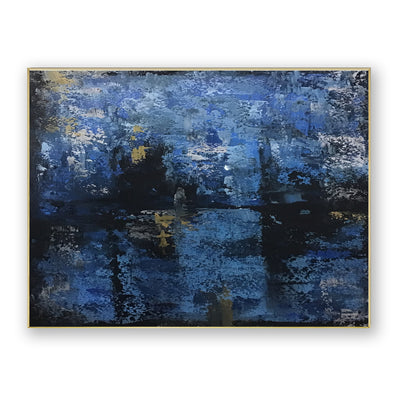 Abstract Blue Black Canvas Art