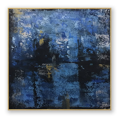 Abstract Blue Black Canvas Art