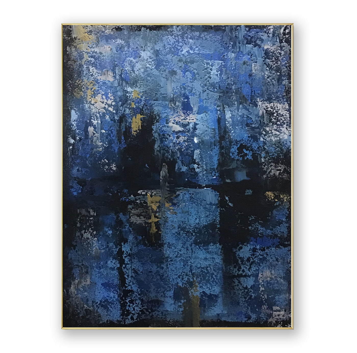 Abstract Blue Black Canvas Art