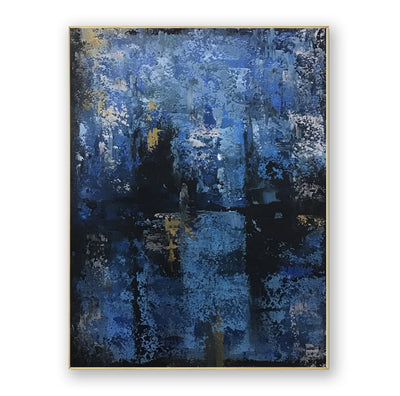 Abstract Blue Black Canvas Art