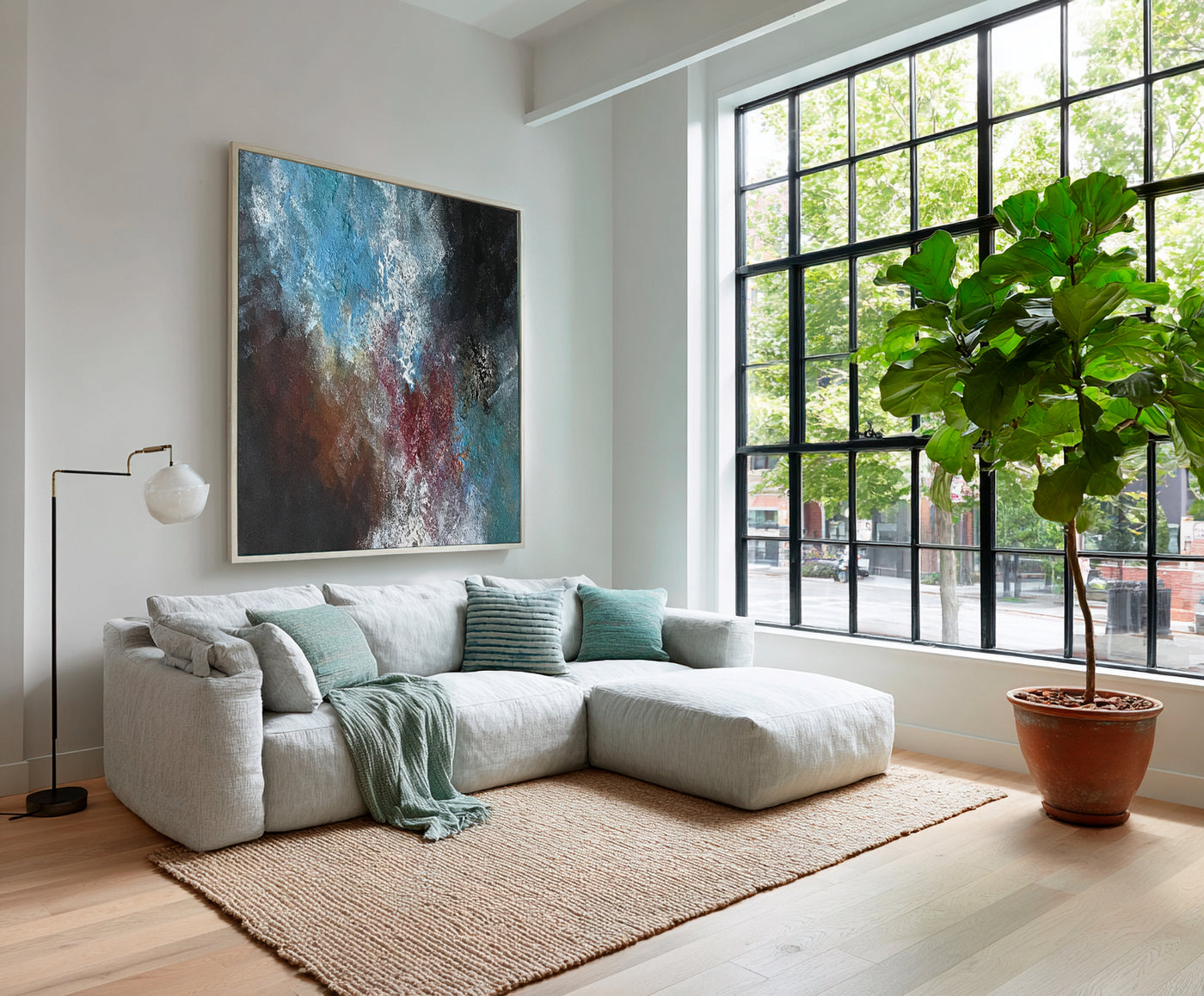 Abstract Blue Black Canvas Art
