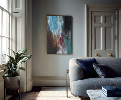 Abstract Blue Black Canvas Art