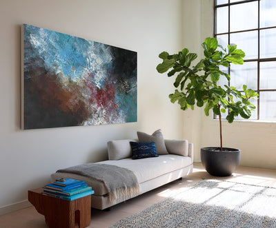 Abstract Blue Black Canvas Art