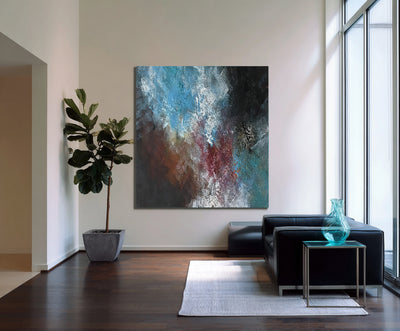 Abstract Blue Black Canvas Art