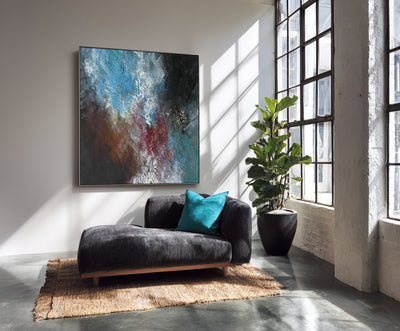 Abstract Blue Black Canvas Art