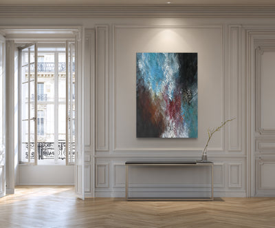 Abstract Blue Black Canvas Art
