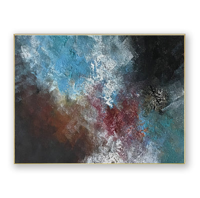 Abstract Blue Black Canvas Art