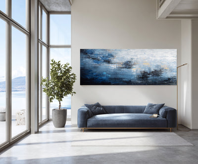 Abstract Blue Gold Canvas Art