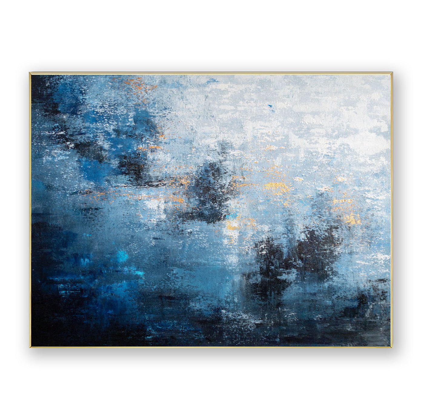 Abstract Blue Gold Canvas Art