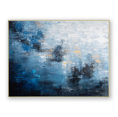 Abstract Blue Gold Canvas Art