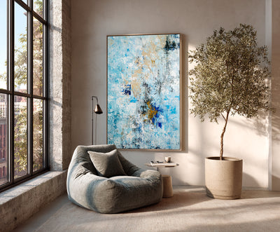 Abstract Blue Beige Canvas Art