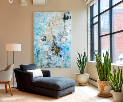 Abstract Blue Beige Canvas Art