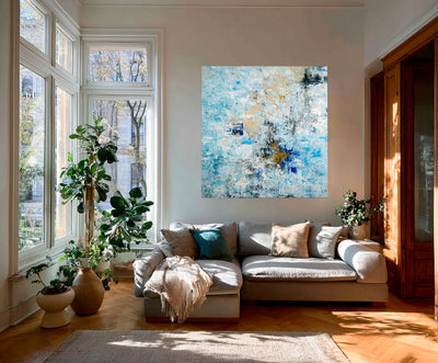 Abstract Blue Beige Canvas Art