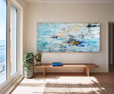 Abstract Blue Beige Canvas Art