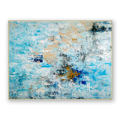 Abstract Blue Beige Canvas Art