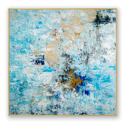 Abstract Blue Beige Canvas Art