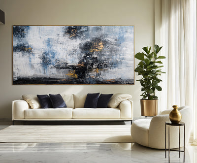 Abstract Blue Gold Canvas Art
