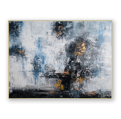 Abstract Blue Gold Canvas Art