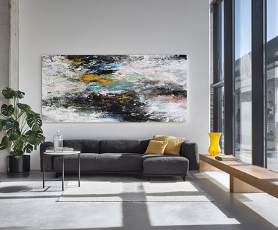 Abstract Black Yellow Canvas Art