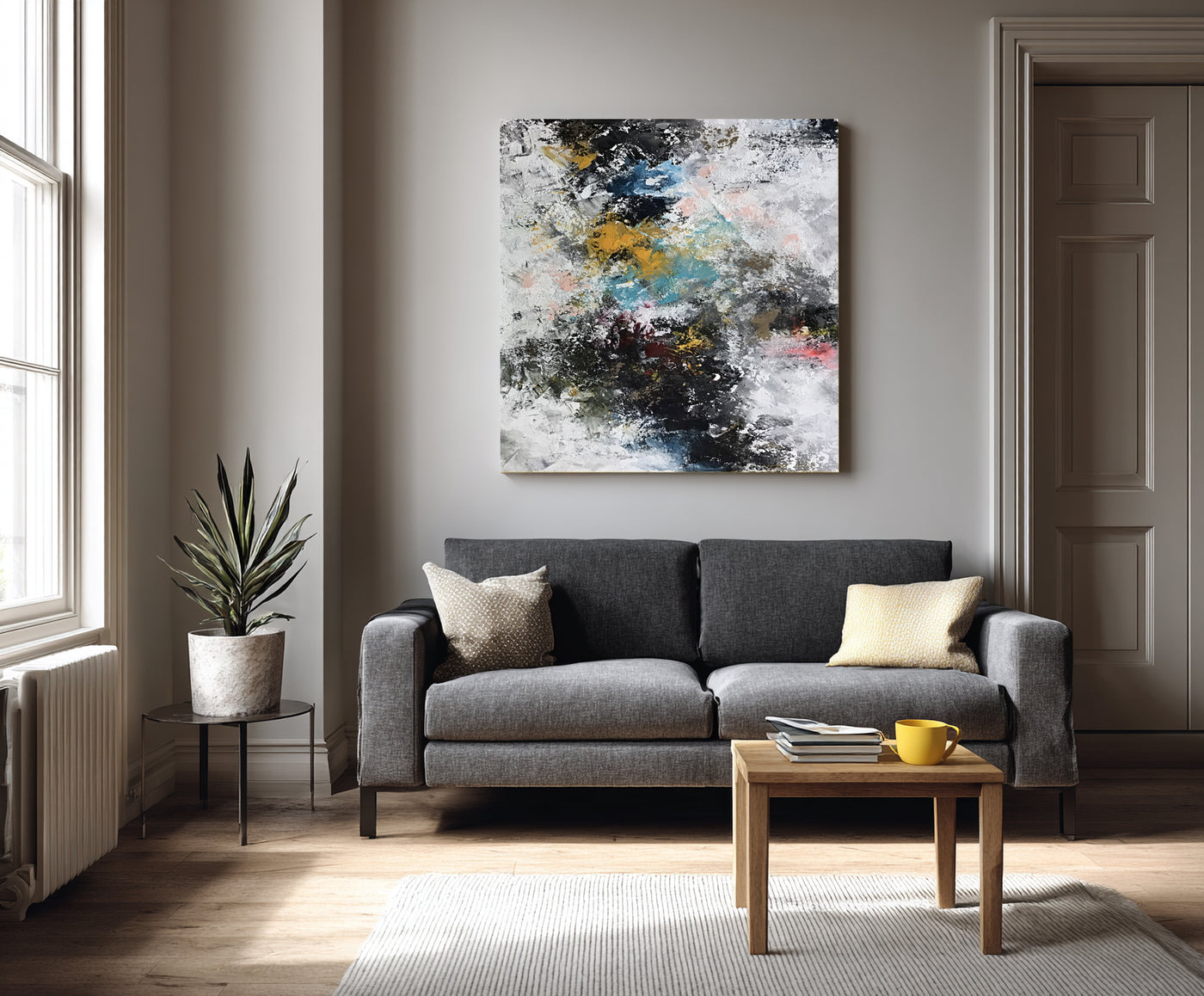 Abstract Black Yellow Canvas Art
