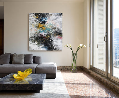 Abstract Black Yellow Canvas Art