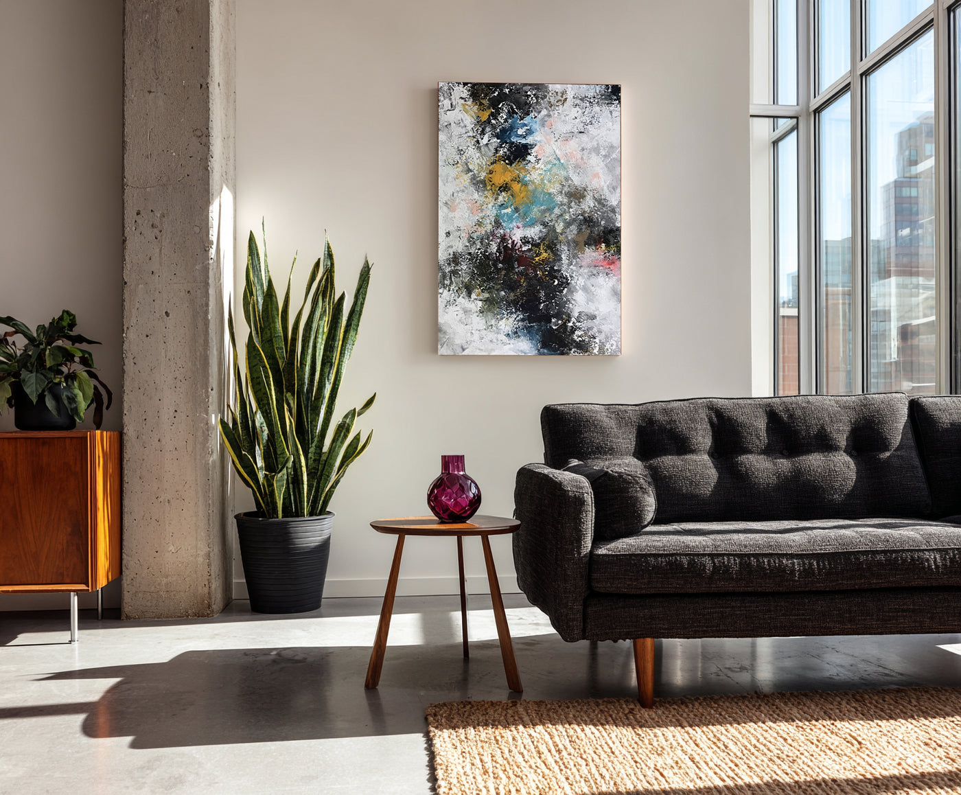 Abstract Black Yellow Canvas Art