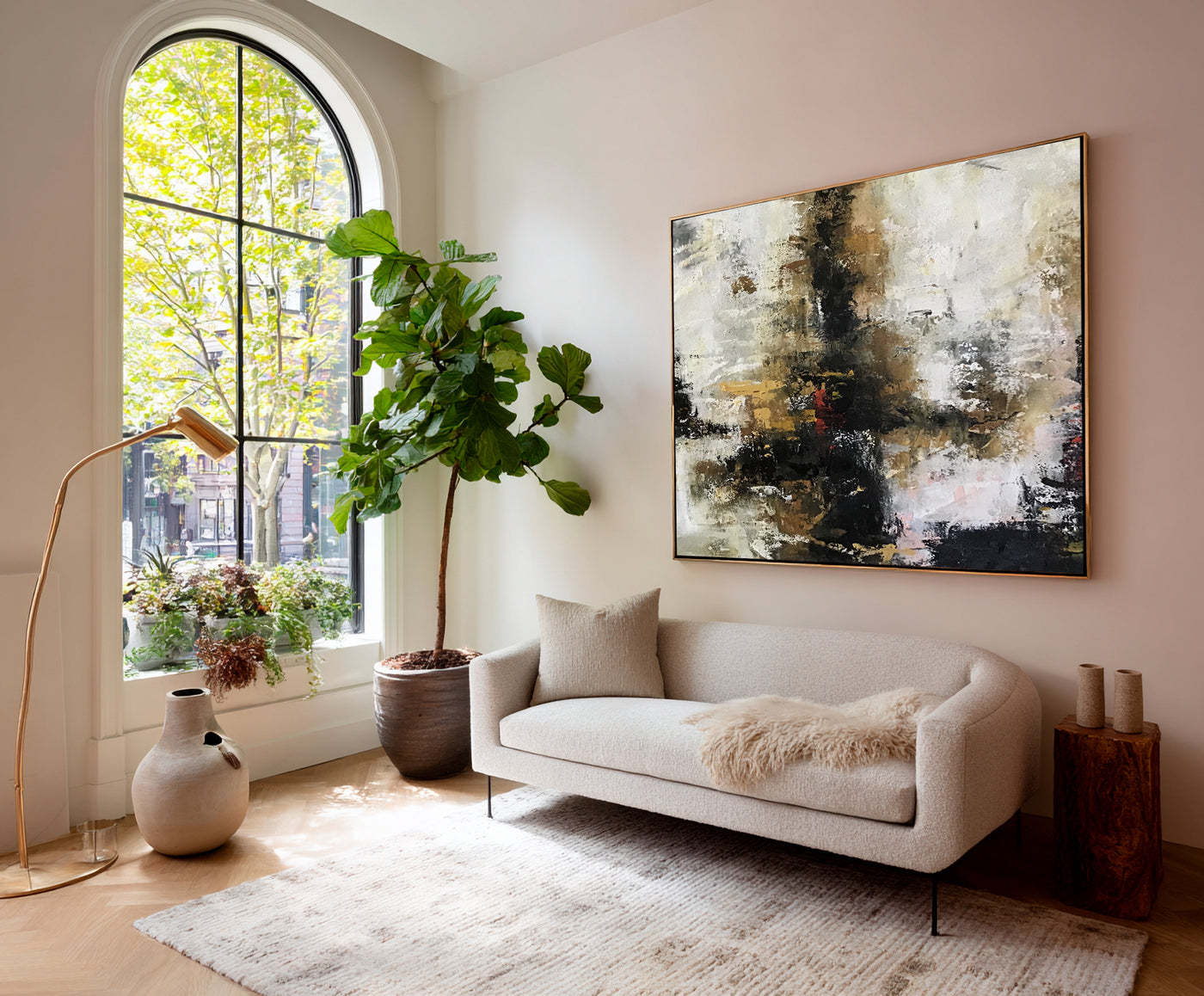 Abstract Black Beige Canvas Art