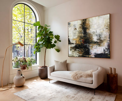 Abstract Black Beige Canvas Art