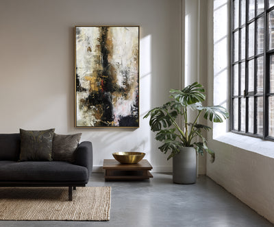 Abstract Black Beige Canvas Art